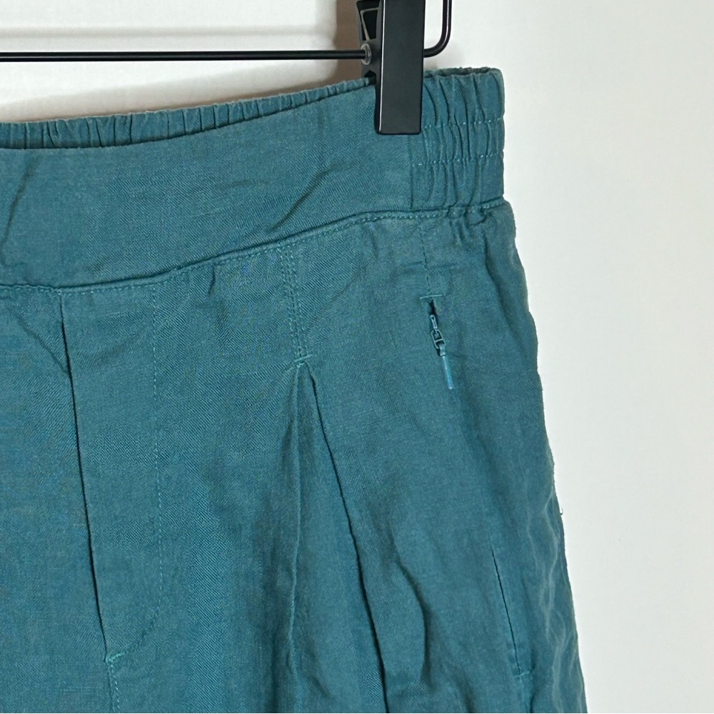 Athleta Playa Linen Wide Leg Crop Borealis Green Teal Size 4 - Picture 7 of 15